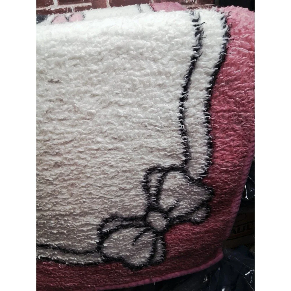 VTG Biederlack Blanket Disney Minnie Mouse Fleece Throw Reversible Pink 38x54